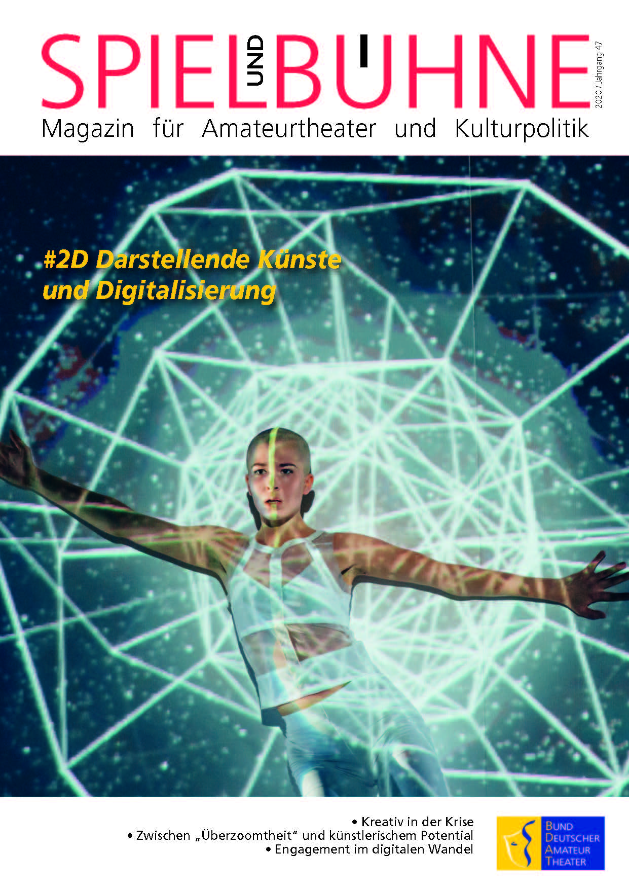 Das Cover der Zeitschrift zeigt eine junge Frau, auf die eine Netzsruktur projiziert wird. 
